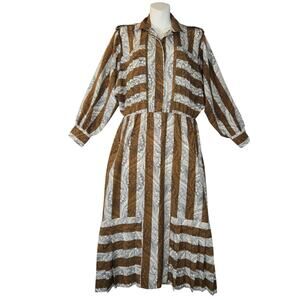 Vtg Marina de Rosa Women M Silk Blend Dress Paisley Acadamia Career Lightweight